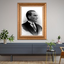 Giyense Özel Seri Altın Paspartulu Çerçeveli Atatürk Tablo FTY569