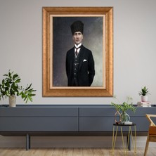 Giyense Özel Seri Altın Paspartulu Çerçeveli Atatürk Tablo FTY465