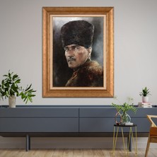 Giyense Özel Seri Altın Paspartulu Çerçeveli Atatürk Tablo FTY408