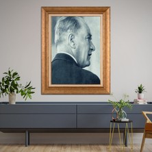 Giyense Özel Seri Altın Paspartulu Çerçeveli Atatürk Tablo FTY438