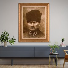 Giyense Özel Seri Altın Paspartulu Çerçeveli Atatürk Tablo FTY528
