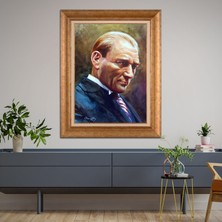 Giyense Özel Seri Altın Paspartulu Çerçeveli Atatürk Tablo FTY578