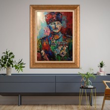 Giyense Özel Seri Altın Paspartulu Çerçeveli Atatürk Tablo FTY580