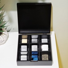 Tekir Store Ahşap 9 Bölmeli Çakmak Kutusu Koleksiyonluk Siyah Aksesuar Saklama Kutusu