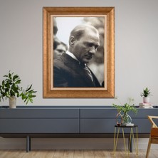 Giyense Özel Seri Altın Paspartulu Çerçeveli Atatürk Tablo FTY598