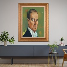 Giyense Özel Seri Altın Paspartulu Çerçeveli Atatürk Tablo FTY643