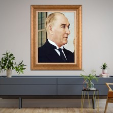 Giyense Özel Seri Altın Paspartulu Çerçeveli Atatürk Tablo FTY655
