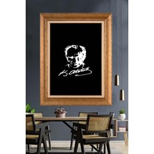 Giyense Özel Seri Altın Paspartulu Çerçeveli Atatürk Tablo FTY732