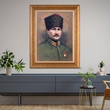 Giyense Özel Seri Altın Paspartulu Çerçeveli Atatürk Tablo FTY566