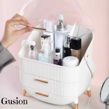 UltraMint Şeffaf Çekmeceli Kozmetik Organizer, Beyaz Masa Üstü Bölmeli Kaliteli