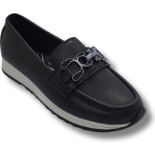 Tarzbu Kadın Siyah Taşlı Tokalı Comfort Loafer Ayakkabı, Rahat Taban, Düz Kadın Babet Ayakkabı Taslıtokalıtarzkl1