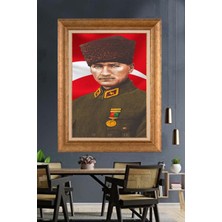 Giyense Özel Seri Altın Paspartulu Çerçeveli Atatürk Tablo FTY813