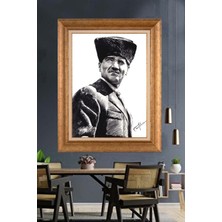 Giyense Özel Seri Altın Paspartulu Çerçeveli Atatürk Tablo FTY777