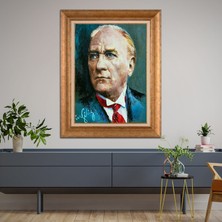Giyense Özel Seri Altın Paspartulu Çerçeveli Atatürk Tablo FTY494