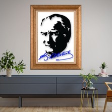 Giyense Özel Seri Altın Paspartulu Çerçeveli Atatürk Tablo FTY636