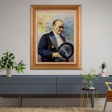 Giyense Özel Seri Altın Paspartulu Çerçeveli Atatürk Tablo FTY890
