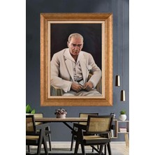 Giyense Özel Seri Altın Paspartulu Çerçeveli Atatürk Tablo FTY744
