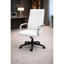 Sadık Ofis Ergonomik Ofis Koltuğu - Suni Deri, Sabit Kollu, 360 Döner, Ayarlanabilir Yükseklik