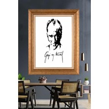 Giyense Özel Seri Altın Paspartulu Çerçeveli Atatürk Tablo FTY741