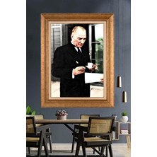 Giyense Özel Seri Altın Paspartulu Çerçeveli Atatürk Tablo FTY847