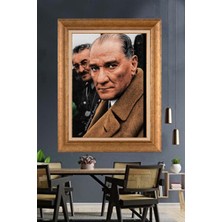 Giyense Özel Seri Altın Paspartulu Çerçeveli Atatürk Tablo FTY870