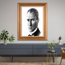 Giyense Özel Seri Altın Paspartulu Çerçeveli Atatürk Tablo FTY921