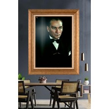 Giyense Özel Seri Altın Paspartulu Çerçeveli Atatürk Tablo FTY982