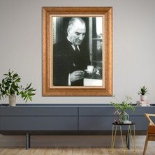 Giyense Özel Seri Altın Paspartulu Çerçeveli Atatürk Tablo FTY913