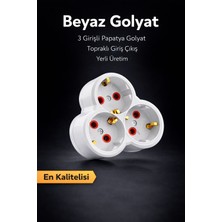 Dila's Home Beyaz 3’lü Papatya Golyat Priz | Çoklu Priz | 3'lü Priz | Priz Çoğaltıcı | 3'lü Golyat