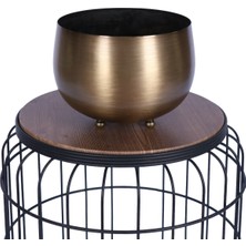 Yapay Çiçek Sitesi Metal Dekoratif Saksı 17 cm Bronz