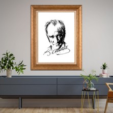 Giyense Özel Seri Altın Paspartulu Çerçeveli Atatürk Tablo FTY1035