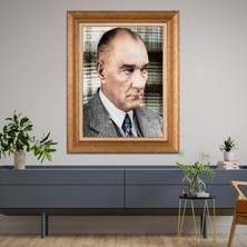 Giyense Özel Seri Altın Paspartulu Çerçeveli Atatürk Tablo FTY1040