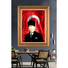 Giyense Özel Seri Altın Paspartulu Çerçeveli Atatürk Tablo FTY1091