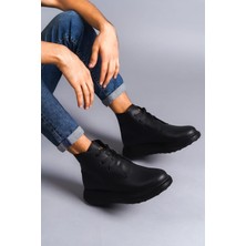 Zapatos SLW204 Franca Bağcıklı Cilt Erkek Spor Bot Cst - Siyah