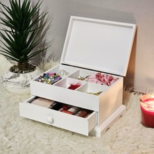 UltraMint Ahşap 6 Bölmeli Takı ve Makyaj Organizeri Dekoratif Aksesuar Kutusu