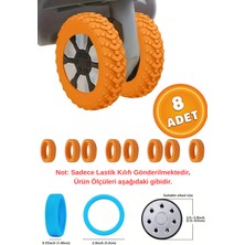 Canvela 8 Adet Turuncu Bavul Tekerlek Kılıfı Valiz Tekerleği Silikon Aşınmaya Dayanıklı Ses Önleyici