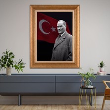 Giyense Özel Seri Altın Paspartulu Çerçeveli Atatürk Tablo FTY1036