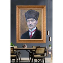 Giyense Özel Seri Altın Paspartulu Çerçeveli Atatürk Tablo FTY1146