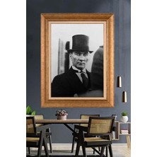 Giyense Özel Seri Altın Paspartulu Çerçeveli Atatürk Tablo FTY1099