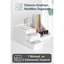 UltraMint 7 Bölmeli Çok Amaçlı Organizer, Beyaz Kozmetik ve Takı Düzenleyici