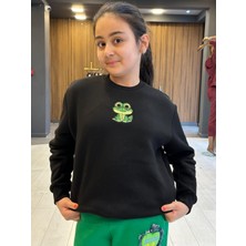 Tinyvoi Bisiklet Yaka Nakışlı 3 Iplik Şardonlu Çocuk Sweatshirt