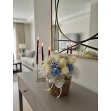 Sevgililer Günü Çiçek Buketi Ortanca Mum Sepet büyük Boy Sevdiklerinize Hediye