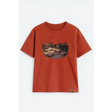 Markapia Woman Kadın Bisiklet Yaka %100 Pamuk Blok Baskılı Kısa Kollu T-Shirt