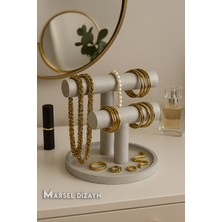 UltraMint Modern Çok Amaçlı Takı Düzenleyici, Beyaz Mermer, 15 cm