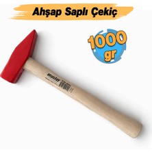 Badem10 Ağır Tip 1000 Gram (1 Adet) Ahşap Saplı Metal Başlı Çekiç Çivi Çakma Kamyoncu Çekici Mobilya Işleri