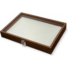 UltraMint Şık Ahşap Takı ve Yüzük Kutusu, Cam Kapaklı, 36X25X5CM