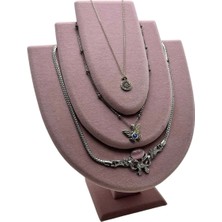 UltraMint Pembe Ahşap Anfora Kolye Takı Sergileme Mankeni, 25 Cm, Şık ve Doğal Görünüm