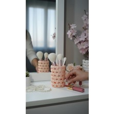 UltraMint Kalp Desenli Makyaj Organizeri, Masa Üstü Kalemlik ve Fırça Standı