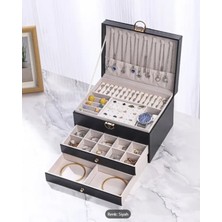 UltraMint Üç Katmanlı Takı Kutusu, Kolye, Küpe ve Saat Düzenleyici