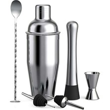 PremiumPort 6 Parça Kokteyl Seti, Paslanmaz Çelik Shakerli, Avantajlı Paket